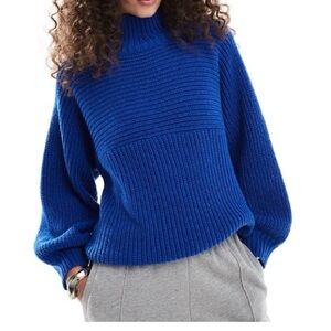 Mini blue mock neck sweater